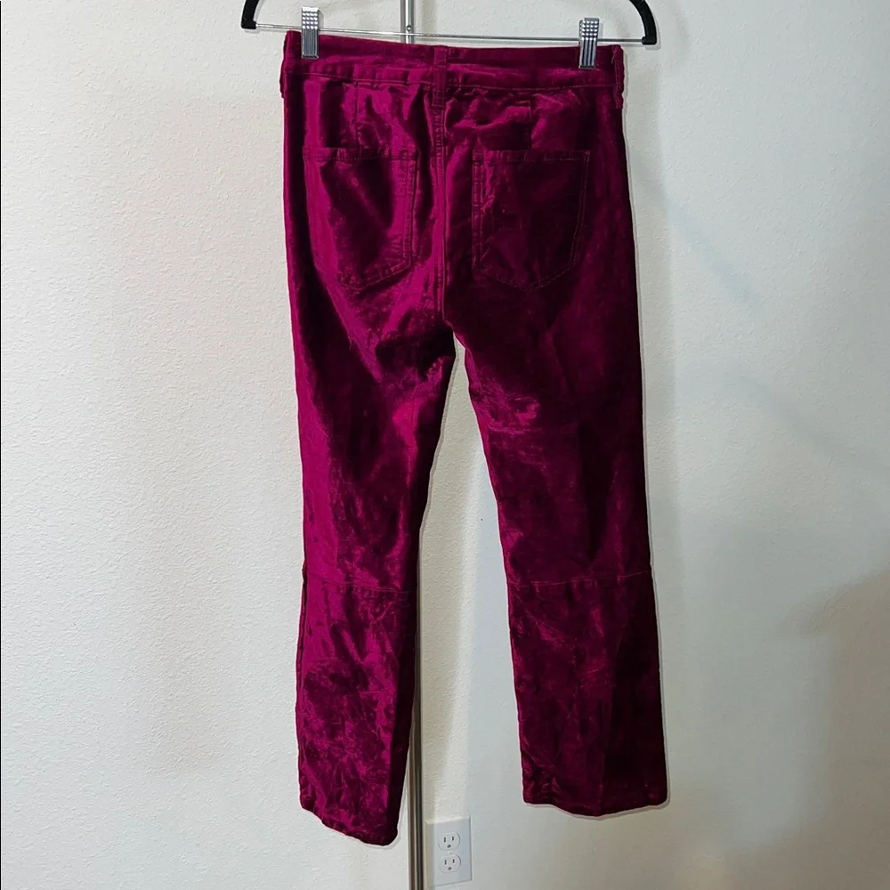 Free People Velvet Velour Fuchsia Holiday Style Crop Pants - Picture 2 of 5